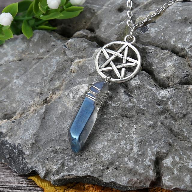 Wicca Charm & Aura Quartz Necklace - Floral Fawna