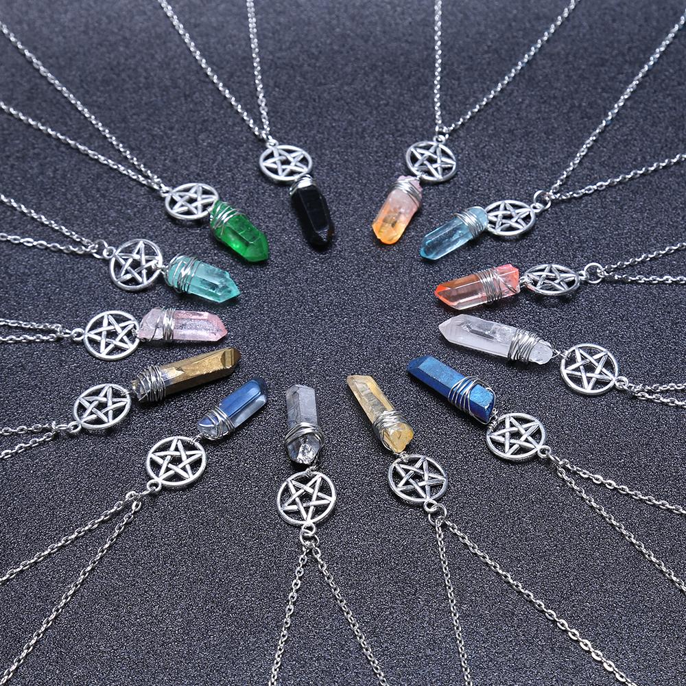 Wicca Charm & Aura Quartz Necklace - Floral Fawna