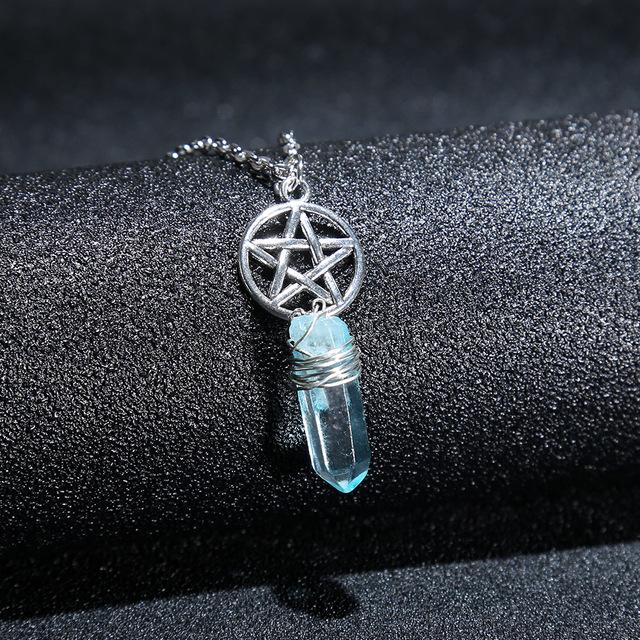 Wicca Charm & Aura Quartz Necklace - Floral Fawna