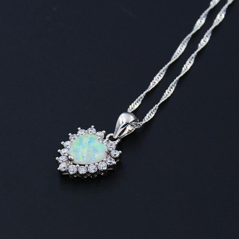 Romantic Opal Heart Necklace - Floral Fawna