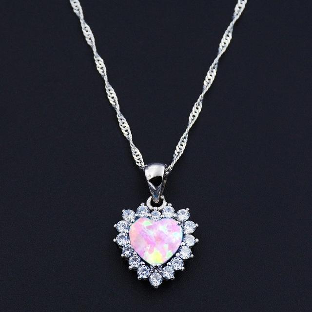 Romantic Opal Heart Necklace - Floral Fawna