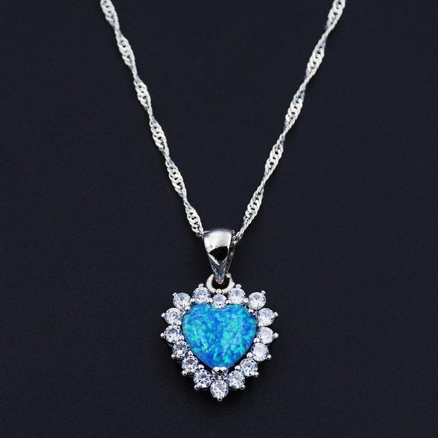 Romantic Opal Heart Necklace - Floral Fawna