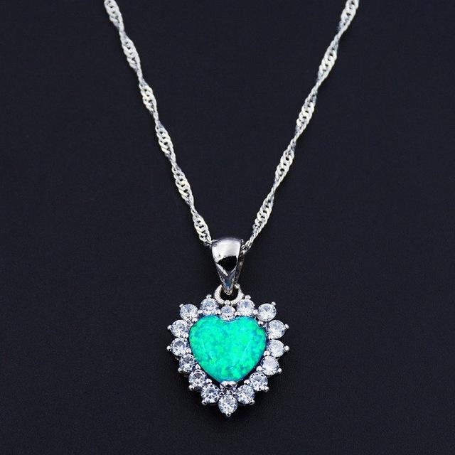 Romantic Opal Heart Necklace - Floral Fawna