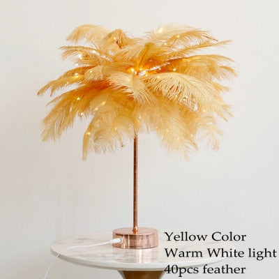 Stunning Feather Lampshade - Floral Fawna