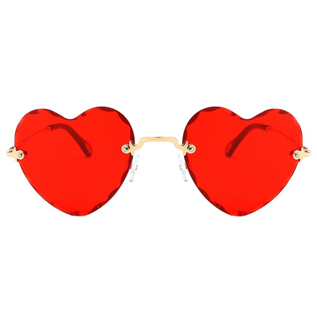 Heart Shaped Rimless Sunglasses - Floral Fawna