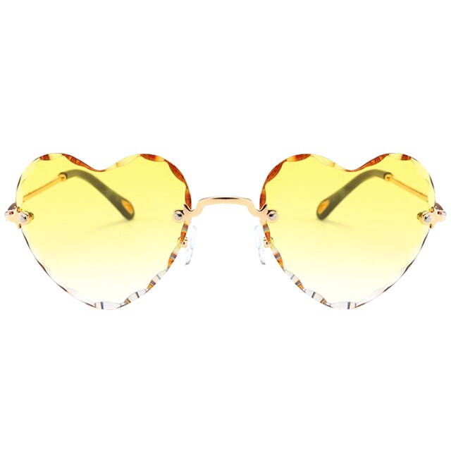 Heart Shaped Rimless Sunglasses - Floral Fawna