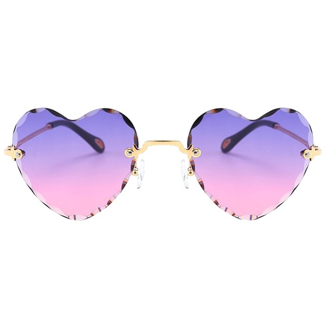 Heart Shaped Rimless Sunglasses - Floral Fawna