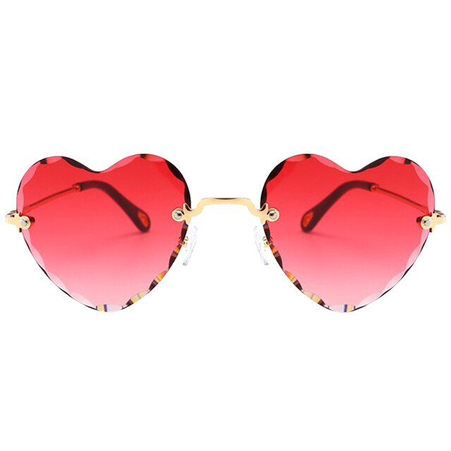 Heart Shaped Rimless Sunglasses - Floral Fawna