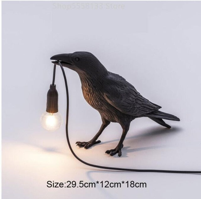 Gothic Crow Lamp - Floral Fawna