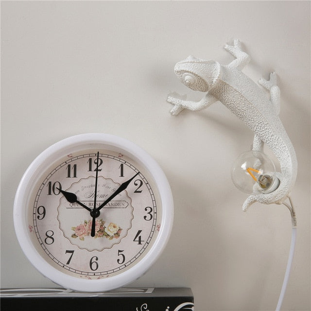 White Chameleon Lamp - Floral Fawna