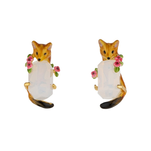 Floral Fox Earrings & Necklace Set - Floral Fawna