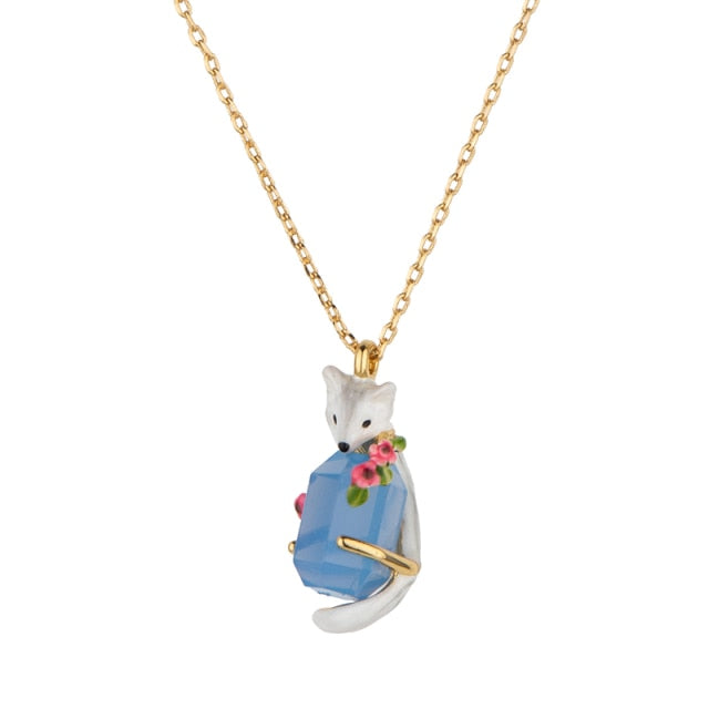 Floral Fox Earrings & Necklace Set - Floral Fawna
