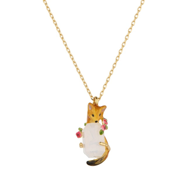 Floral Fox Earrings & Necklace Set - Floral Fawna