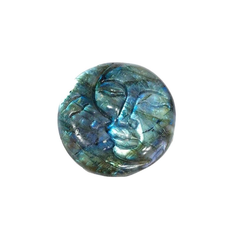 Labradorite Sun & Moon Carving - Floral Fawna