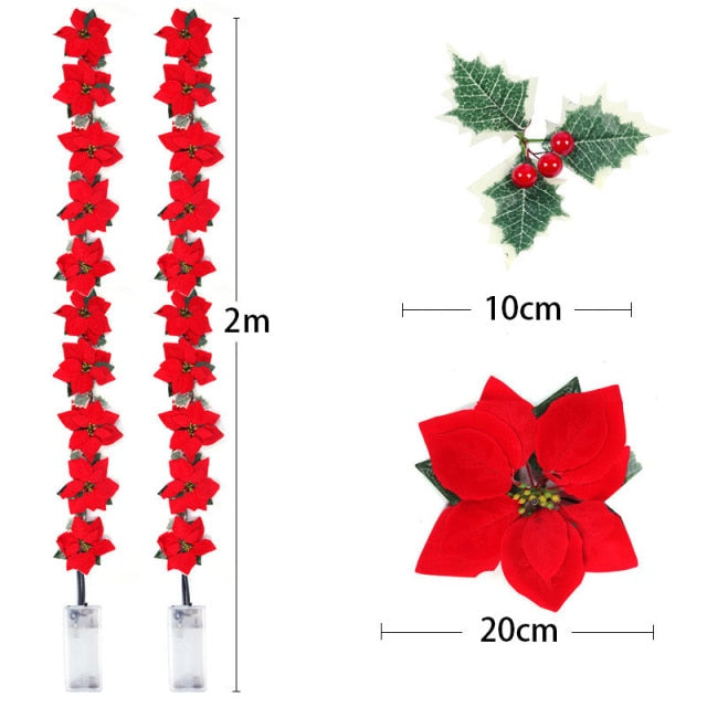 LED Christmas Holly & Amaryllis Flowers - Floral Fawna