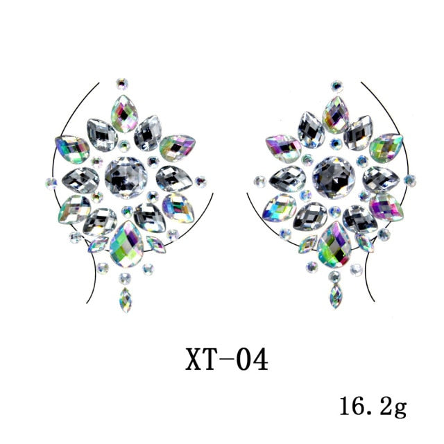 Sparkling Rhinestone Facial Art Stickers - Floral Fawna