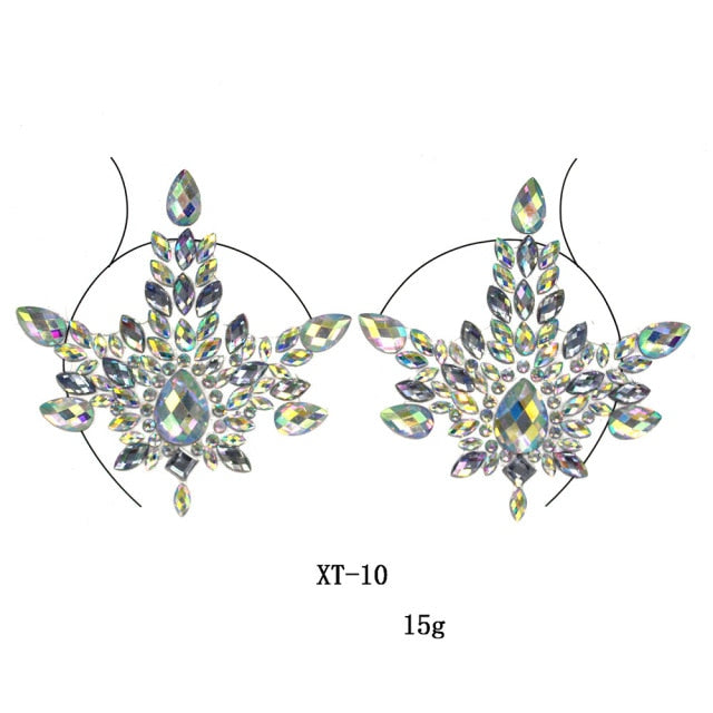 Sparkling Rhinestone Facial Art Stickers - Floral Fawna