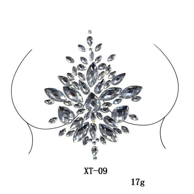 Sparkling Rhinestone Facial Art Stickers - Floral Fawna