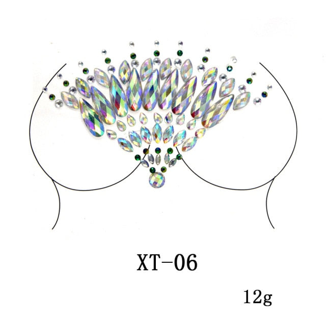 Sparkling Rhinestone Facial Art Stickers - Floral Fawna