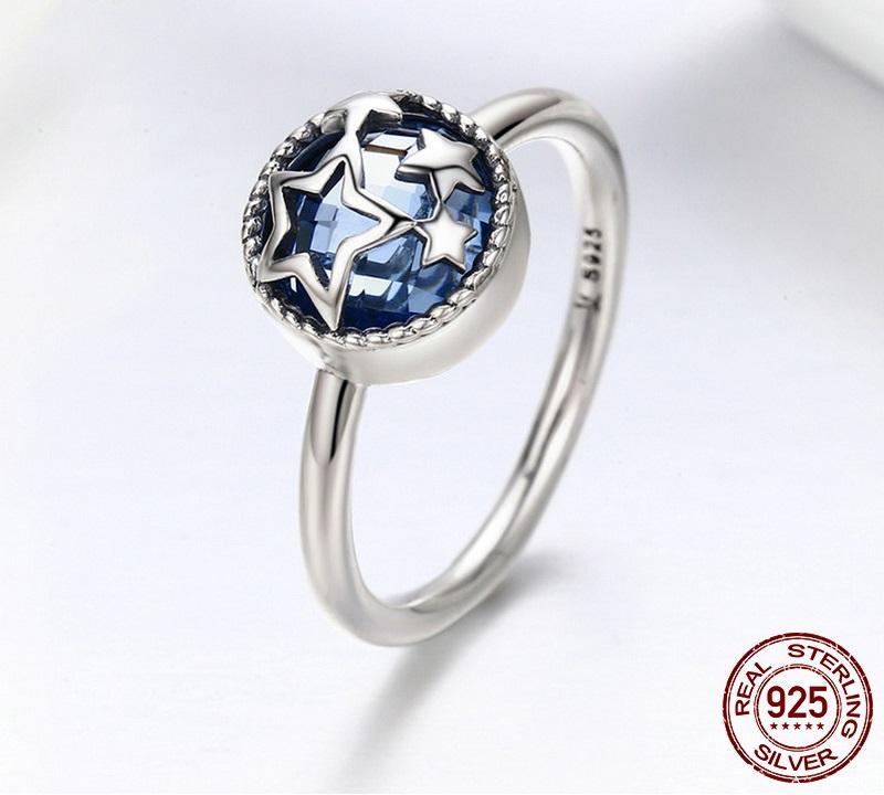Blue Star Crystal Sterling Silver Ring - Floral Fawna