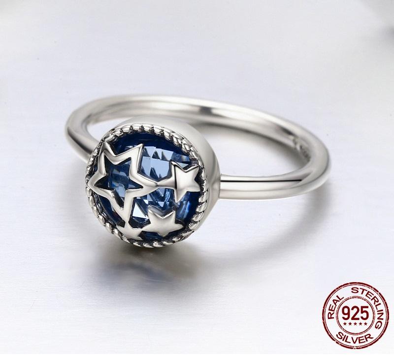 Blue Star Crystal Sterling Silver Ring - Floral Fawna