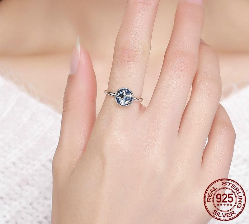 Blue Star Crystal Sterling Silver Ring - Floral Fawna