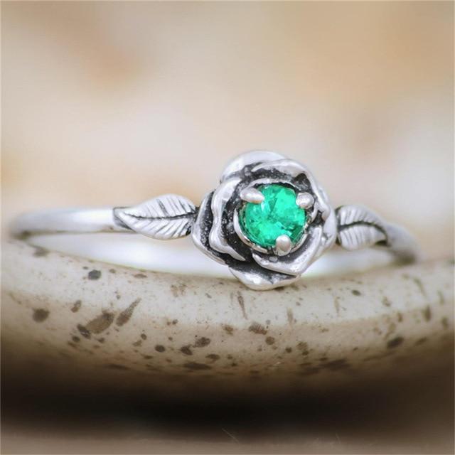 Colorful Crystal Rose Ring - Floral Fawna