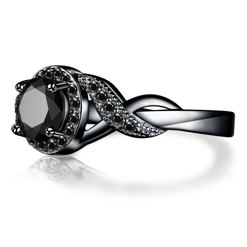 Enchanting Black Crystal Ring - Floral Fawna
