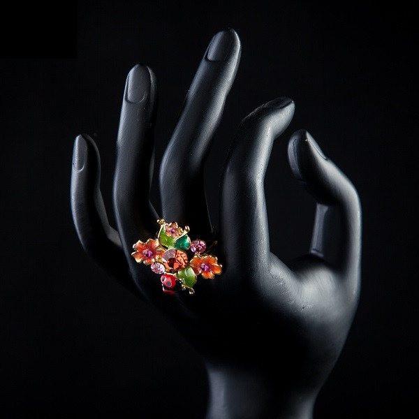 Ladybug & Flowers Crystal Ring - Floral Fawna