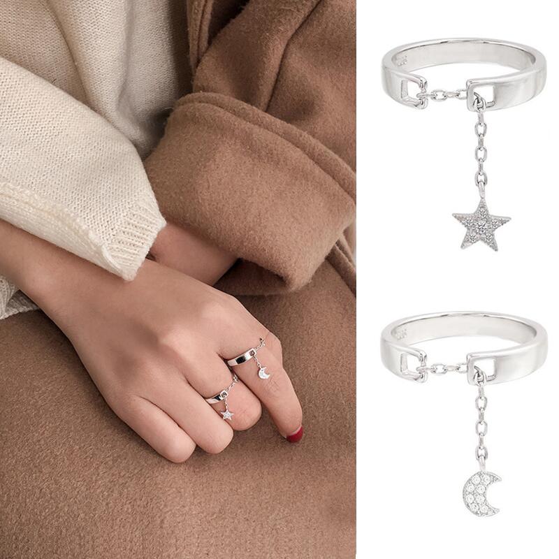 Moon & Falling Star Rings - Floral Fawna