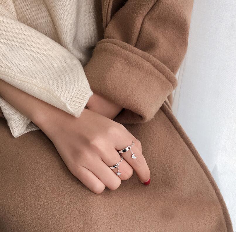 Moon & Falling Star Rings - Floral Fawna