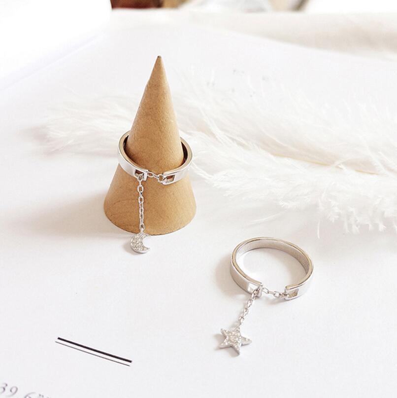 Moon & Falling Star Rings - Floral Fawna