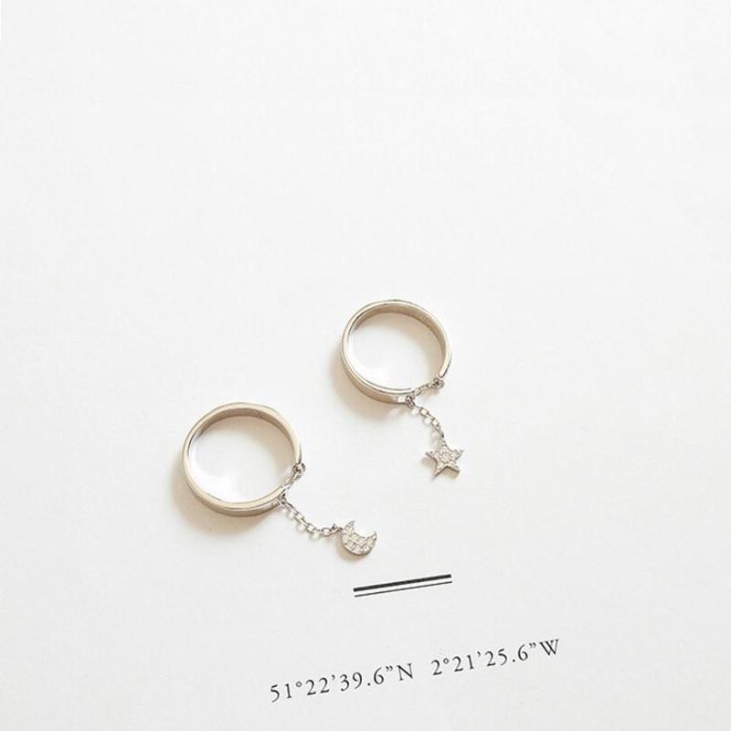 Moon & Falling Star Rings - Floral Fawna