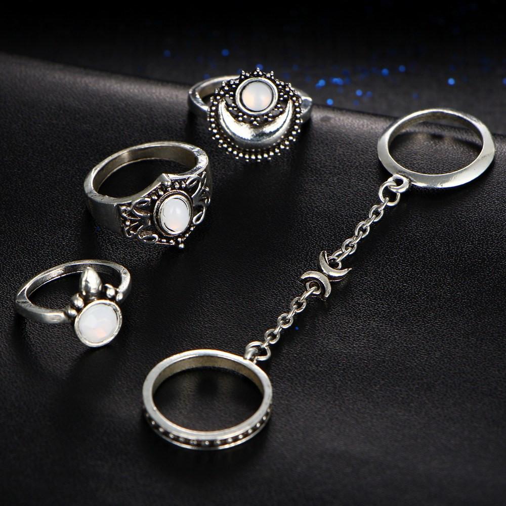 Moon & Sun Opal Ring Set - Floral Fawna