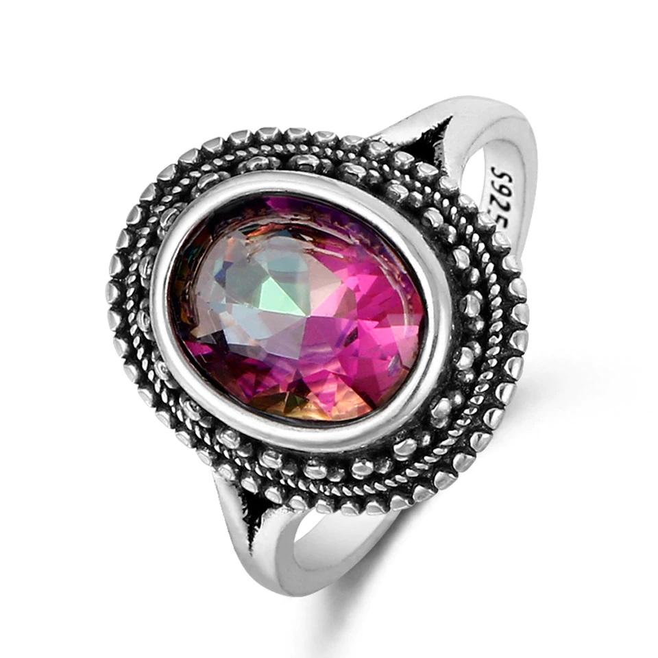 Mystic Rainbow Topaz Silver Ring - Floral Fawna