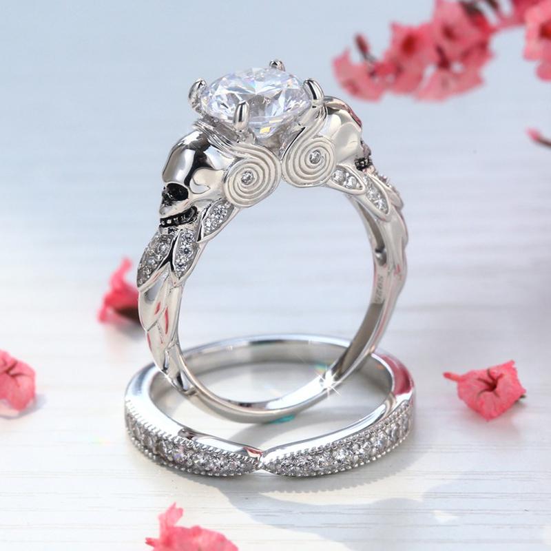 Supernatural Skull Crystal Ring Set - Floral Fawna