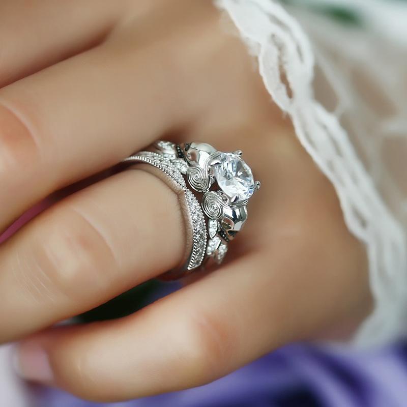Supernatural Skull Crystal Ring Set - Floral Fawna