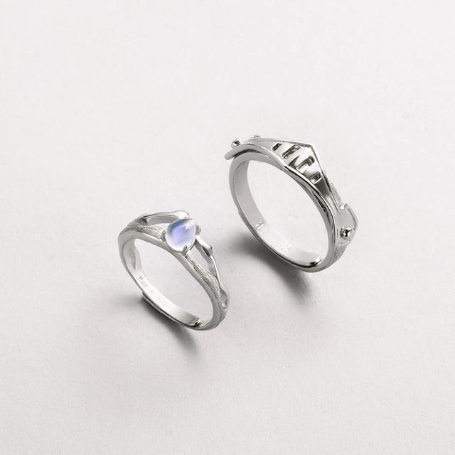 The Princess & Knight Moonstone Rings - Floral Fawna