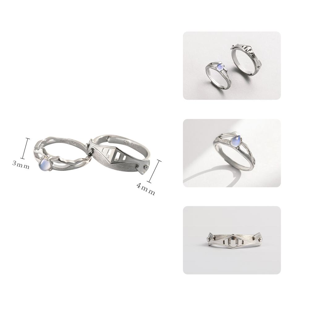 The Princess & Knight Moonstone Rings - Floral Fawna