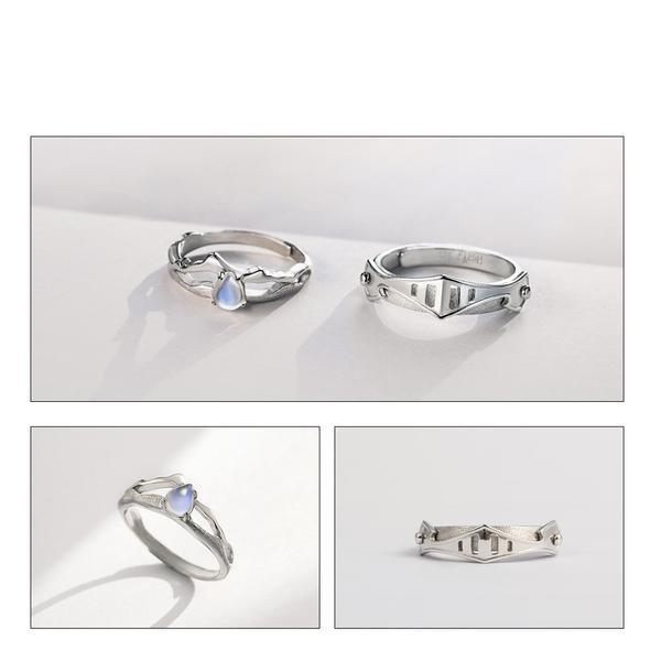 The Princess & Knight Moonstone Rings - Floral Fawna