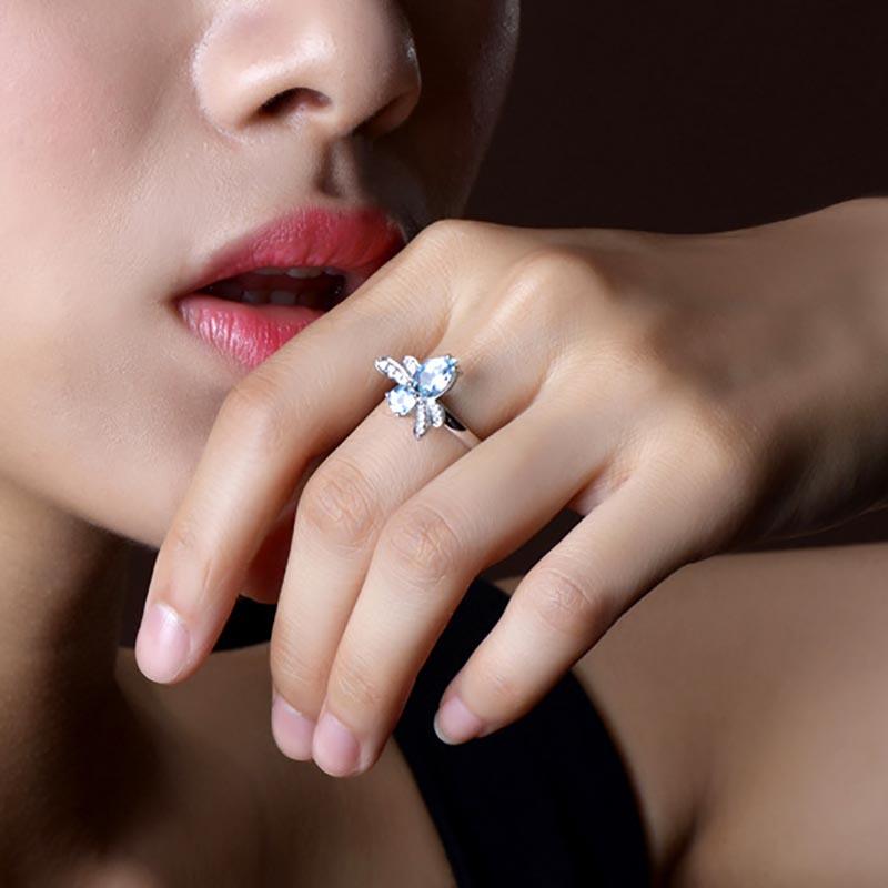 Topaz Dragonfly Silver Ring - Floral Fawna