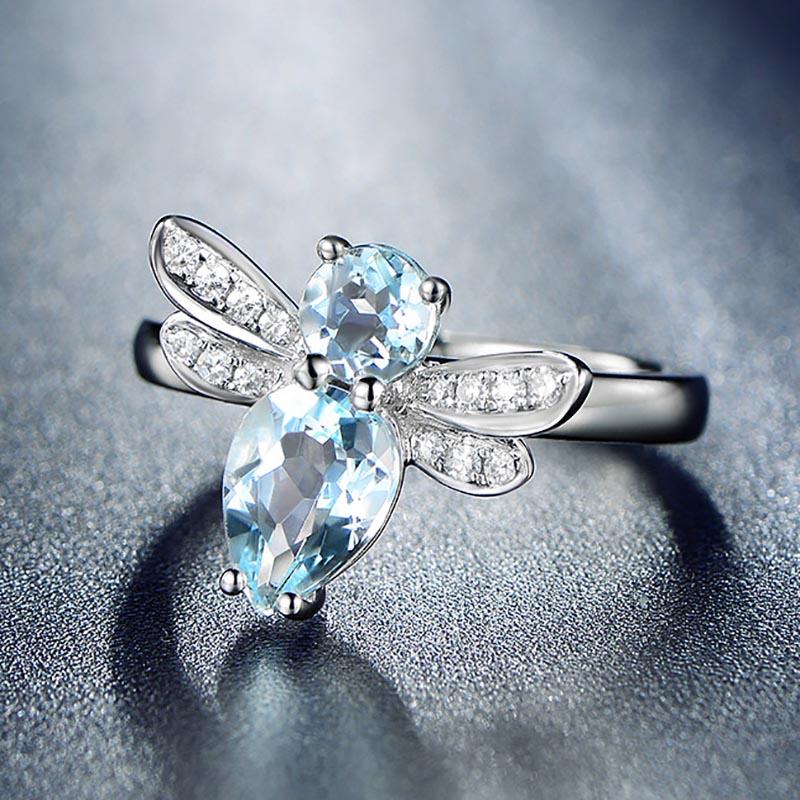 Topaz Dragonfly Silver Ring - Floral Fawna