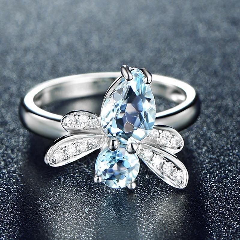 Topaz Dragonfly Silver Ring - Floral Fawna