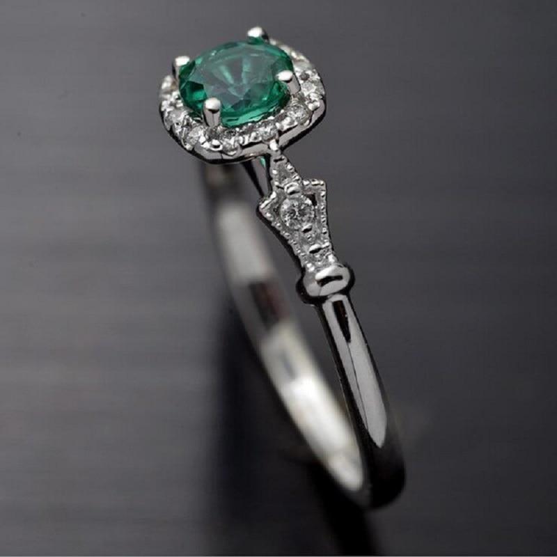 Vintage Style Green Crystal Ring - Floral Fawna