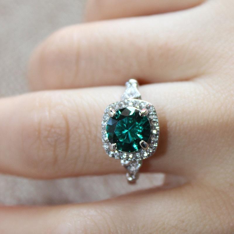 Vintage Style Green Crystal Ring - Floral Fawna