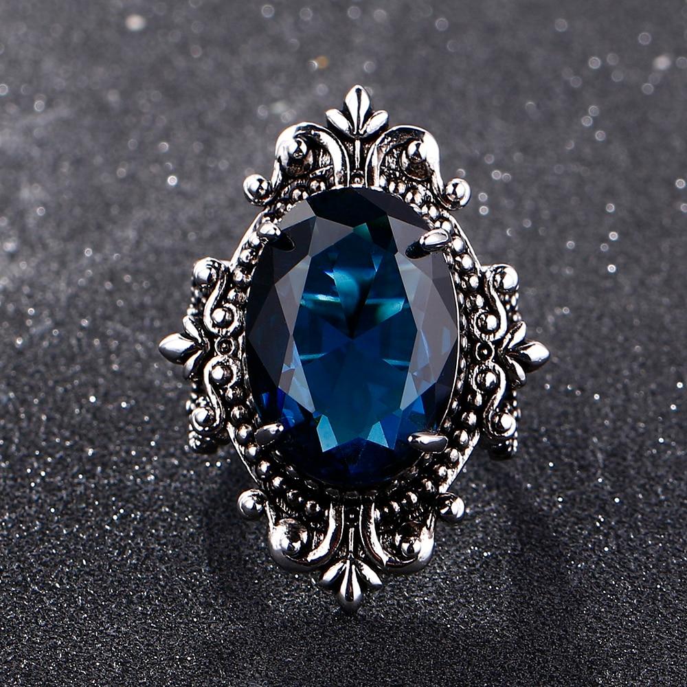 Vintage Style Sapphire Silver Ring - Floral Fawna