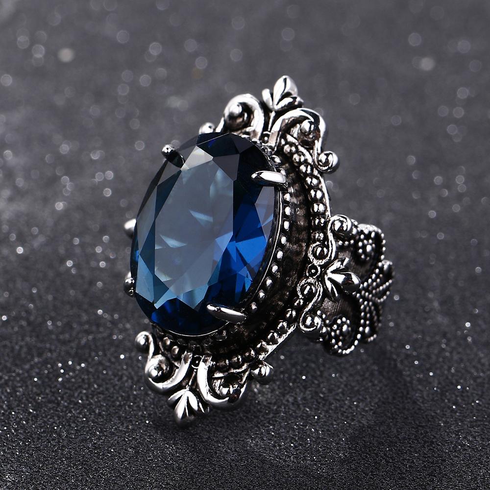 Vintage Style Sapphire Silver Ring - Floral Fawna
