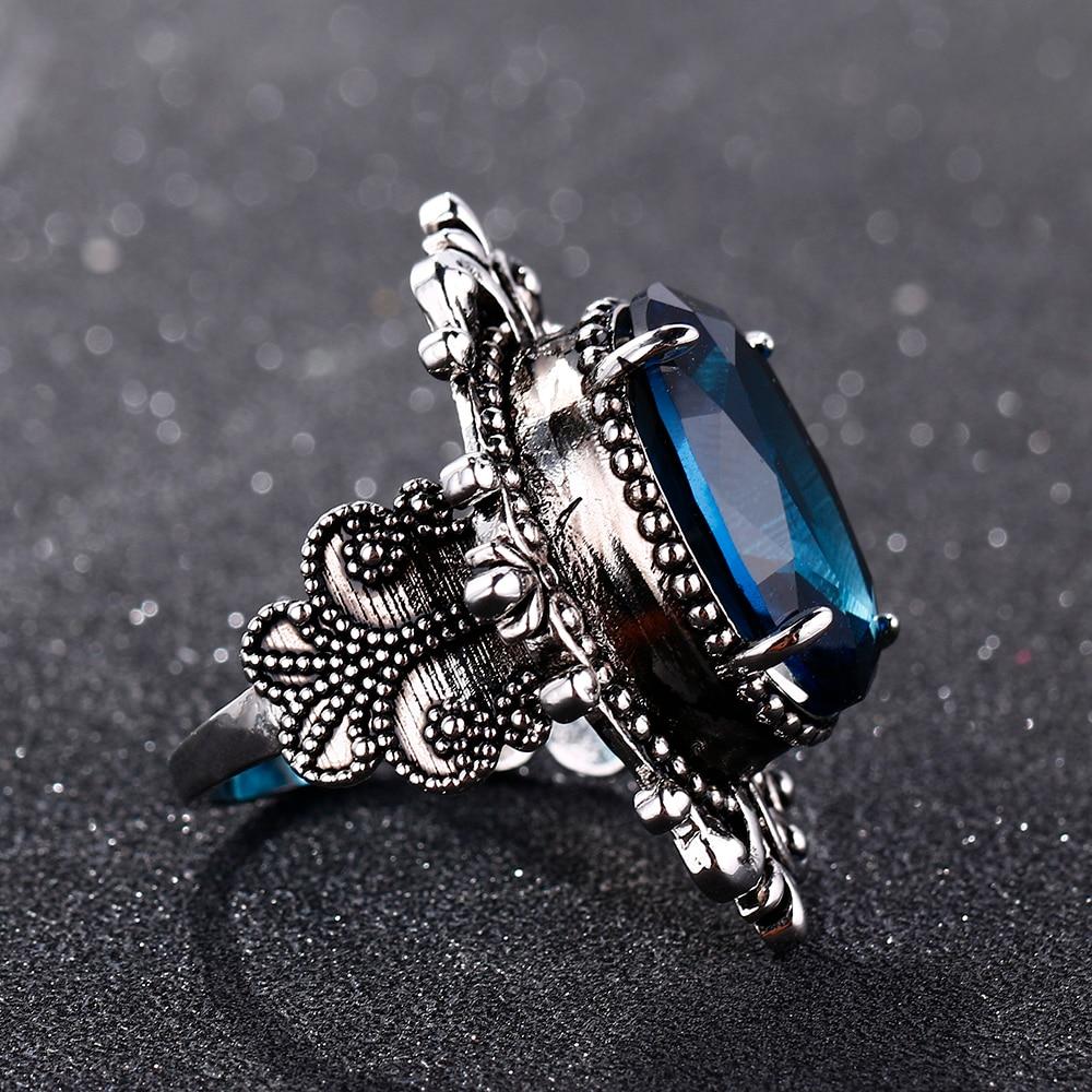 Vintage Style Sapphire Silver Ring - Floral Fawna