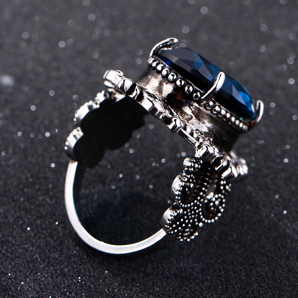 Vintage Style Sapphire Silver Ring - Floral Fawna