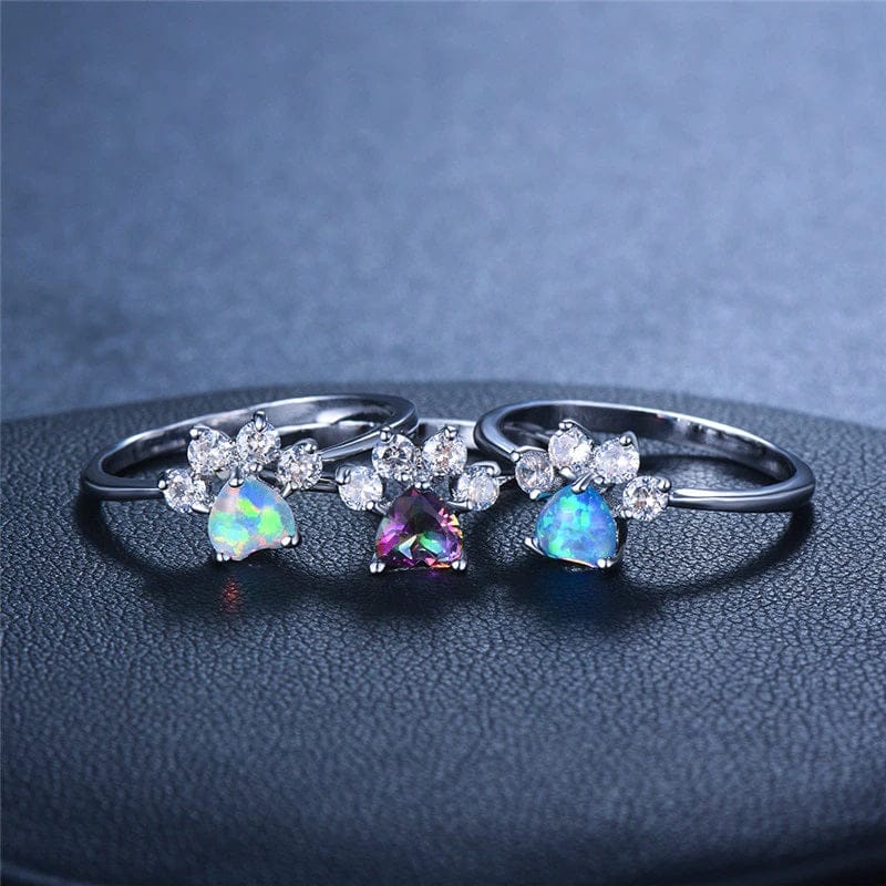 Fire Opal Paw Ring - Floral Fawna
